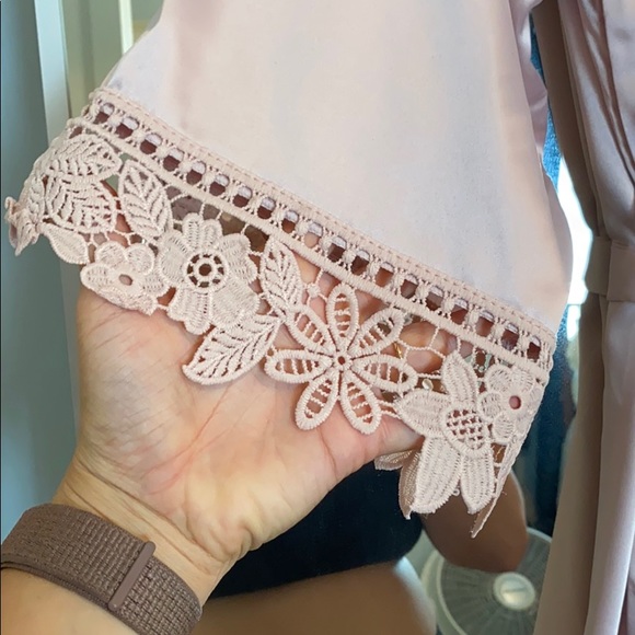 Lace Hem Silk Robe - Picture 3 of 5